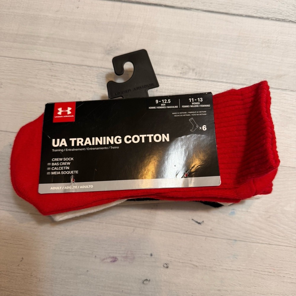 Under‎ Armour adult cotton crew socks NEW men's 9-12.5 women's 11-13 3 pairs